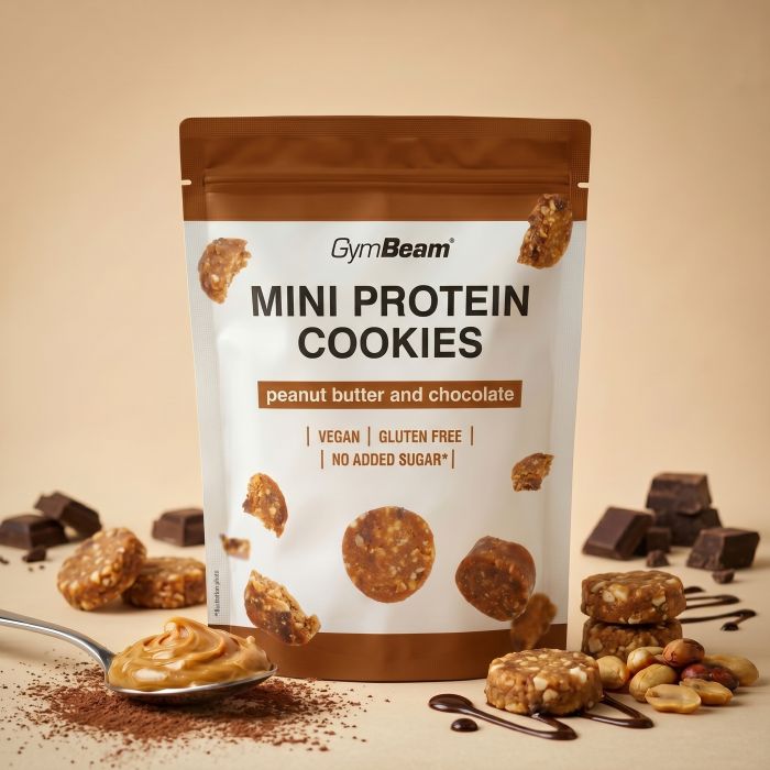 Mini Protein Cookies - GymBeam 100 g - unt de arahide cu ciocolată