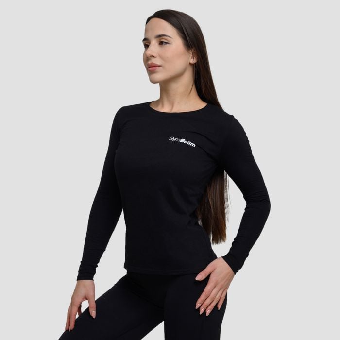 Top cu mânecă lungă pentru femei Basic Black - GymBeam L