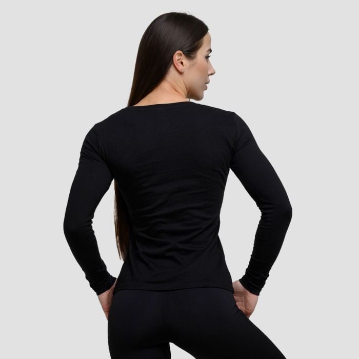 Top cu mânecă lungă pentru femei Basic Black - GymBeam L