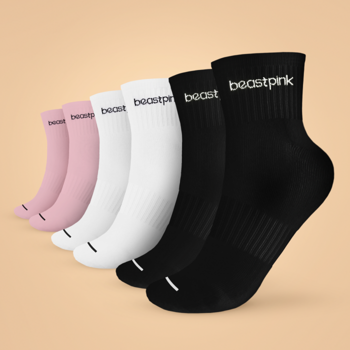Șosete Midhigh Socks 3Pack White Black Pink - BeastPink