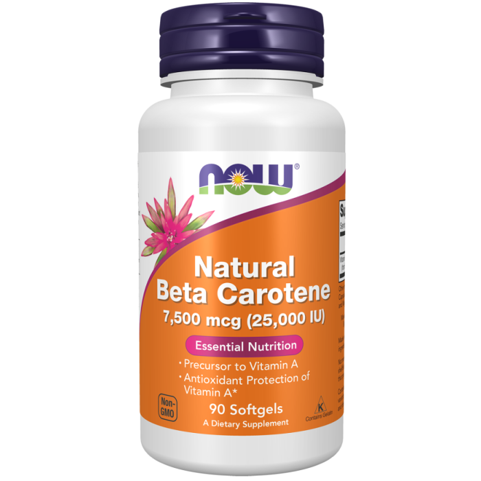 Beta Caroten Natural 7500 mcg - NOW Foods 90 caps.