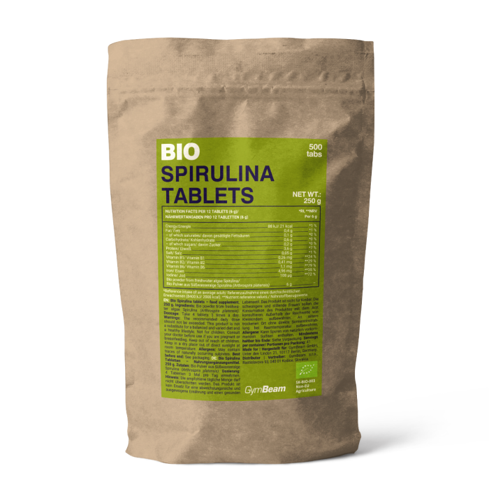 BIO Spirulină - GymBeam + cadouri 500 tab. - fără aromă