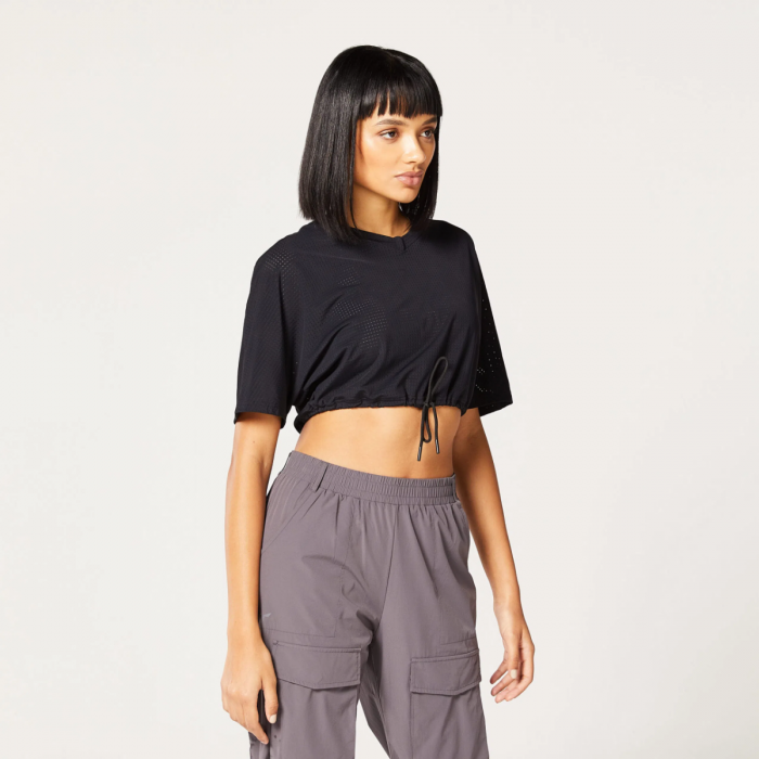 Tricou pentru femei Code V Neck Cropped Black - SQUATWOLF 