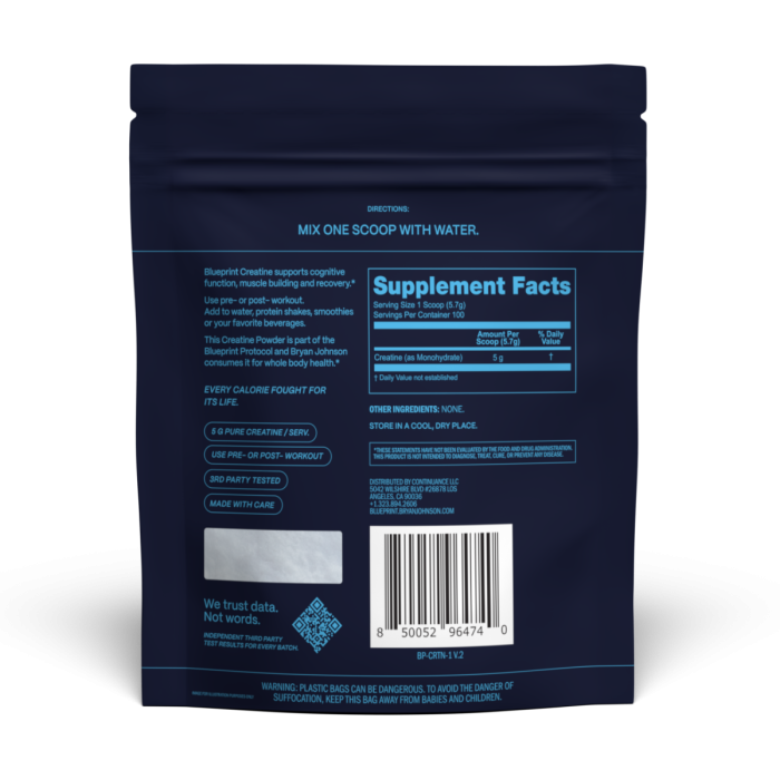 Creatină monohidrată - Blueprint 439 g - fără aromă
