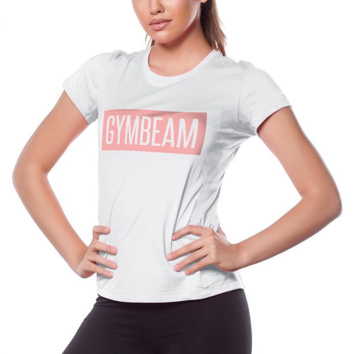 Tricou pentru femei Box Logo White Pink - GymBeam