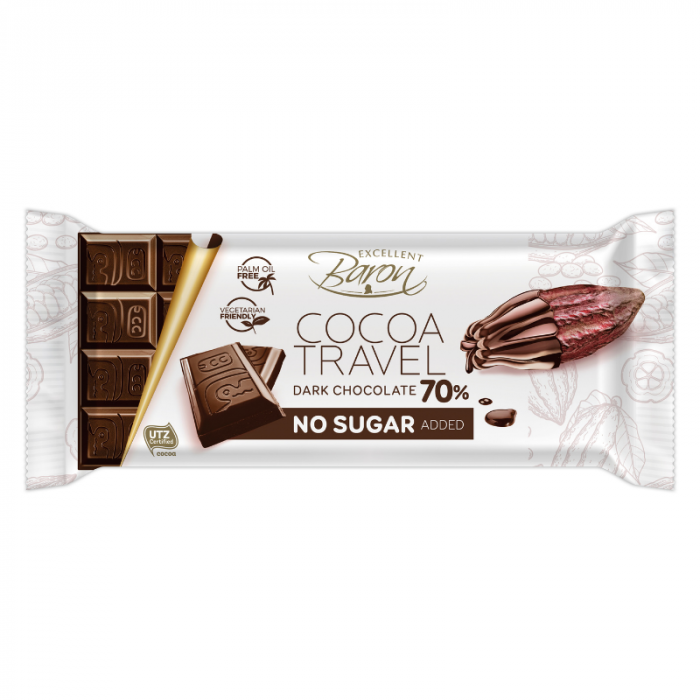 Ciocolată neagră fără zahăr adăugat Cocoa Travel - Baron