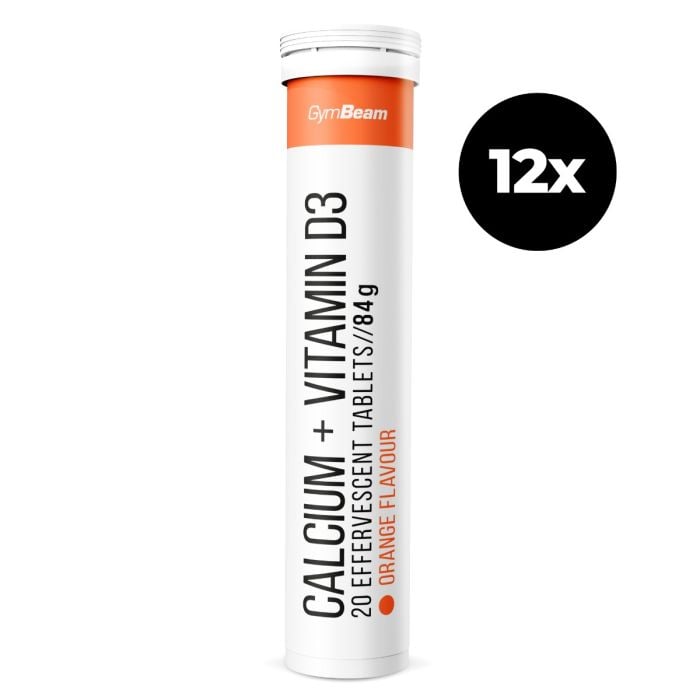 Calciu + Vitamina D3 efervescent - GymBeam 20 tab. - portocală