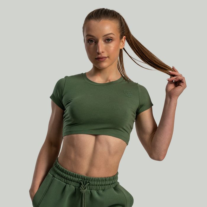 Tricou pentru femei Essential Crop Top Cedar Green - STRIX