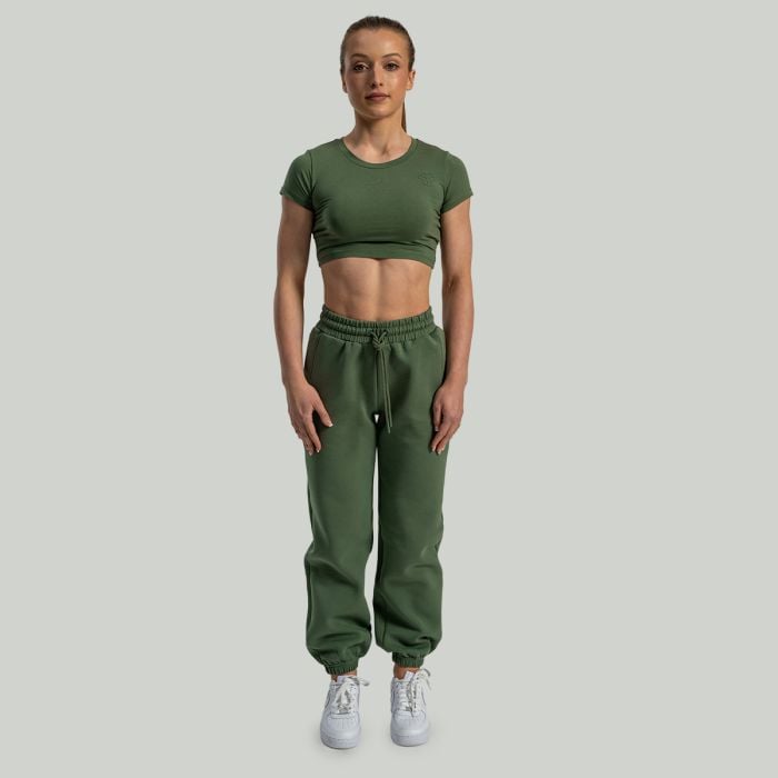 Tricou pentru femei Essential Crop Top Cedar Green - STRIX S