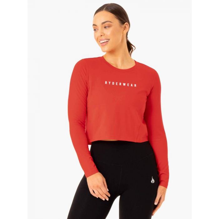 Top cu mânecă lungă pentru femei Foundation Red - Ryderwear