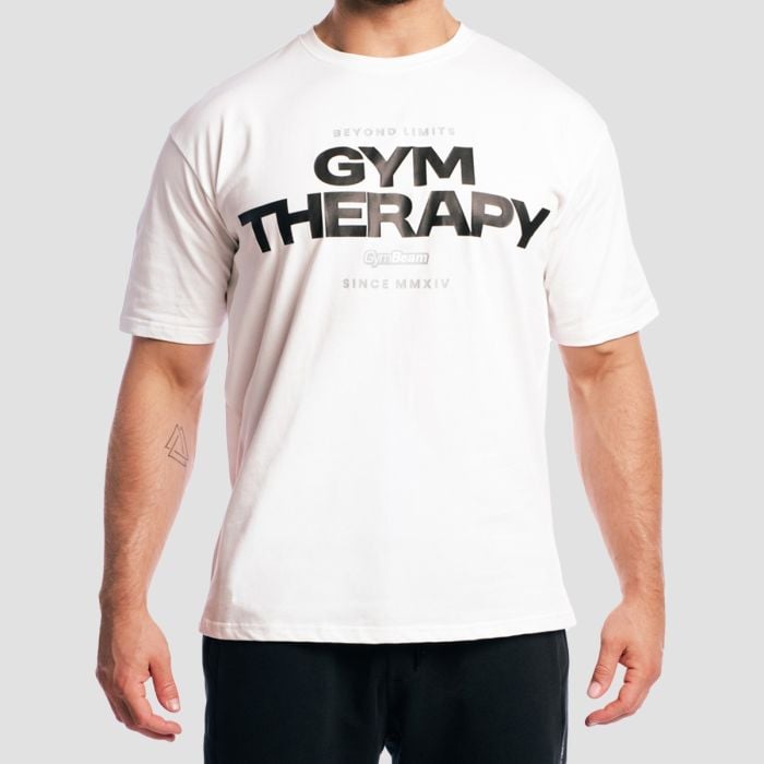 Tricou Gym Therapy White - GymBeam L