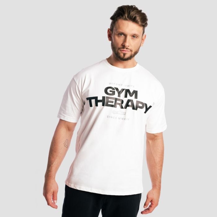 Tricou Gym Therapy White - GymBeam L