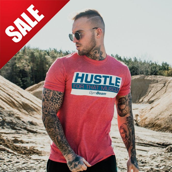 Tricou Hustle For That Muscle Heather Red - GymBeam