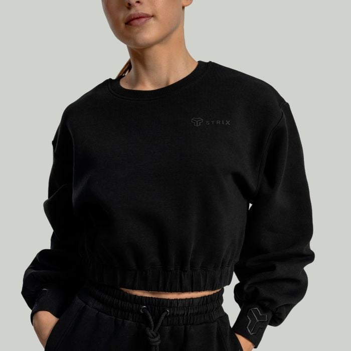 Hanorac pentru femei Lunar Cropped Black - STRIX M