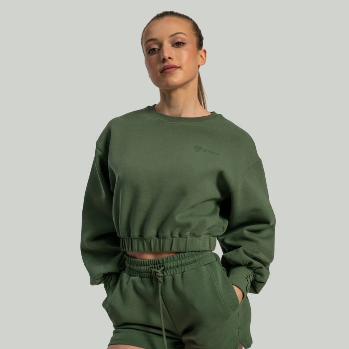 Hanorac pentru femei Lunar Cropped Cedar Green - STRIX XS