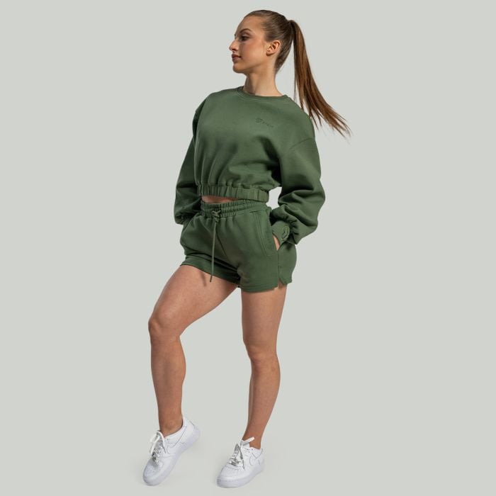 Hanorac pentru femei Lunar Cropped Cedar Green - STRIX XS