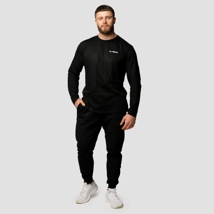 Tricou cu mânecă lungă Basic Black - GymBeam L
