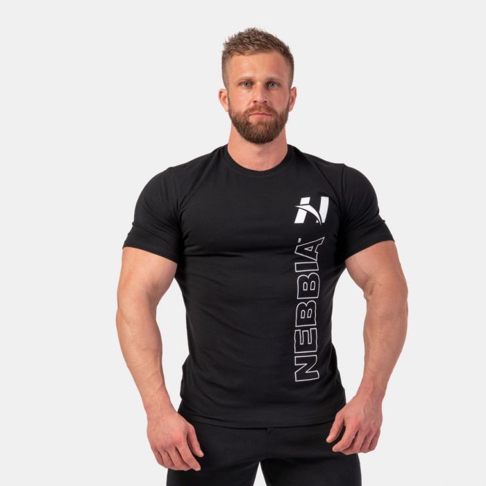 Tricou pentru bărbați Vertical Logo Black - NEBBIA