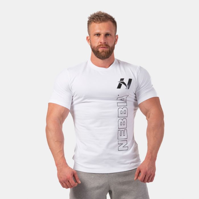 Tricou pentru bărbați Vertical Logo White - NEBBIA
