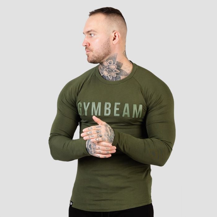 Bluză cu mânecă lungă FIT Military Green - GymBeam