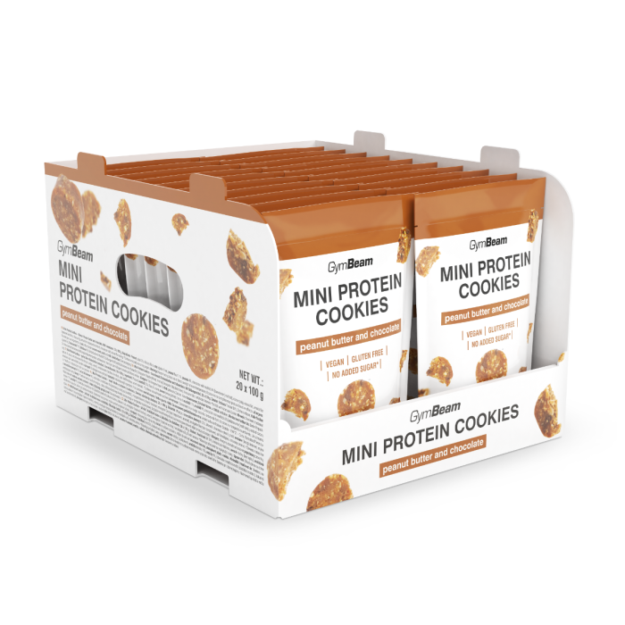 Mini Protein Cookies - GymBeam 100 g - unt de arahide cu ciocolată