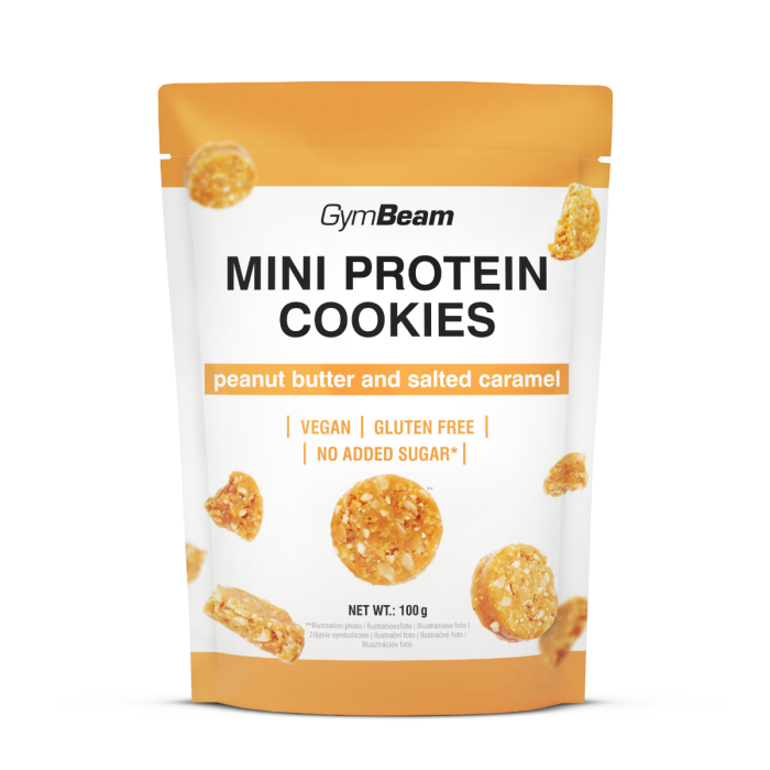 Mini Protein Cookies - GymBeam 100 g - unt de arahide cu ciocolată