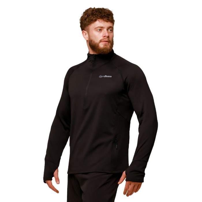 Hanorac de alergare 1/2 Zip Pulse Black - GymBeam M