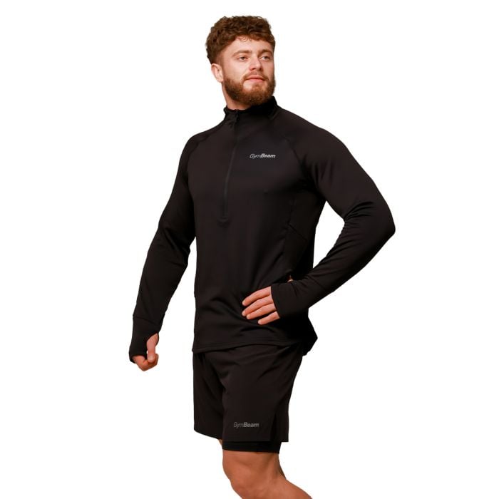 Hanorac de alergare 1/2 Zip Pulse Black - GymBeam M