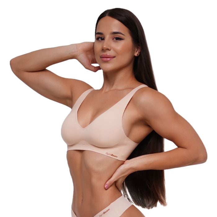 Sutien fără cusături Beige - GymBeam XS