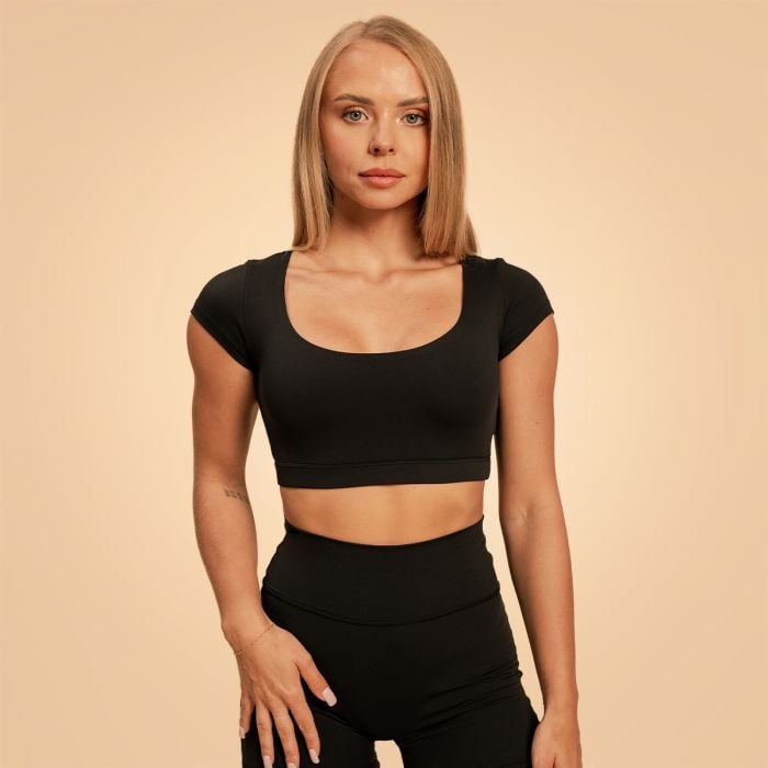 Tricou cropped pentru femei Sense Black - BeastPink L