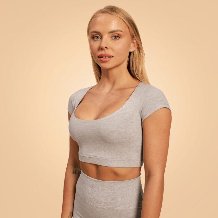Tricou cropped pentru femei Sense Grey - BeastPink S