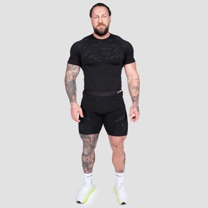 Tricou Seamless Static Black - GymBeam XL