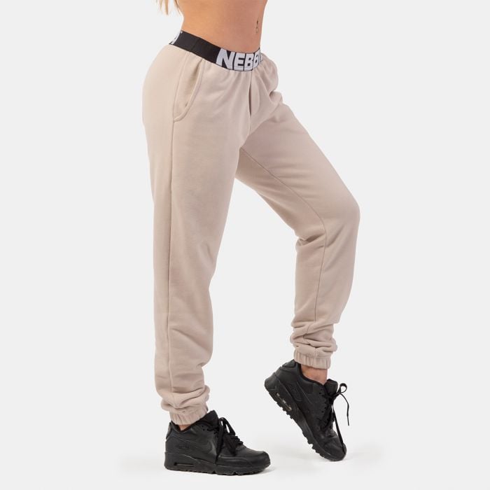 Pantaloni pentru femei Mid-Waist Cream - NEBBIA