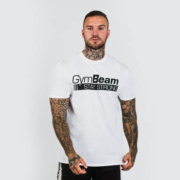 Tricou Stay Strong White - Gymbeam