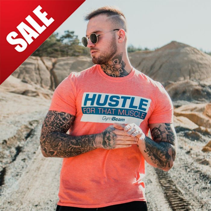 Tricou Hustle For That Muscle Heather Orange - GymBeam