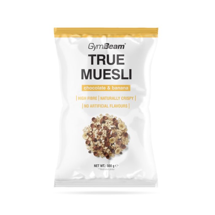 True Muesli - GymBeam 500 g - ciocolată - banane