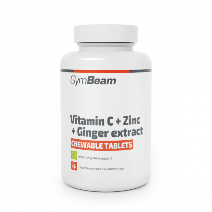 Tablete masticabile de Vitamina C + zinc + extract de ghimbir - GymBeam