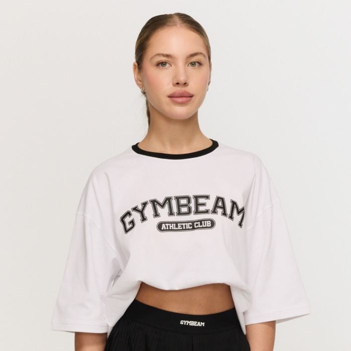 Tricou pentru femei Oversized Varsity White - GymBeam XS