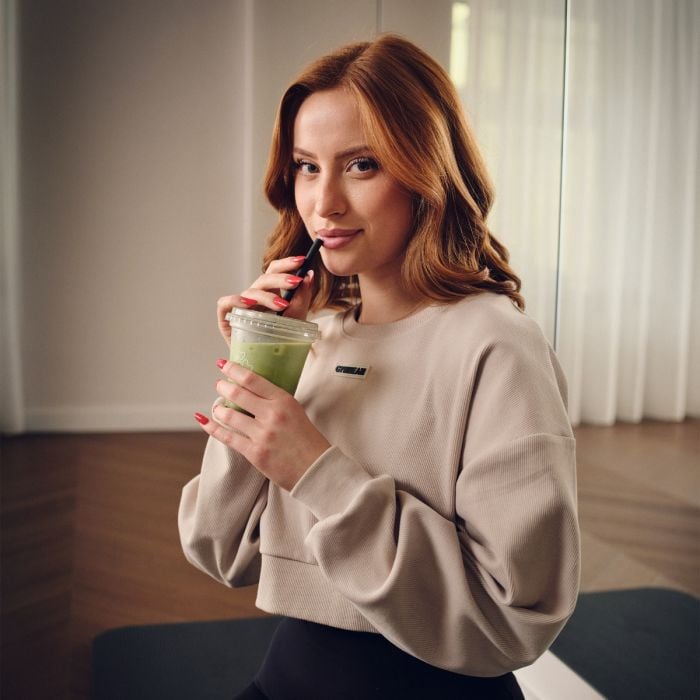 Hanorac pentru femei Cropped Aura Grey - GymBeam S