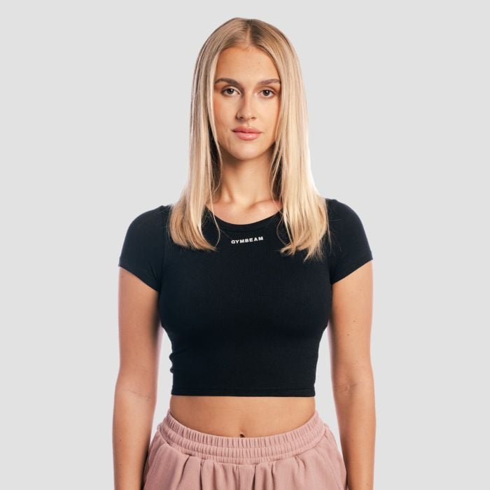 Tricou pentru femei Cropped Aura Black - GymBeam S