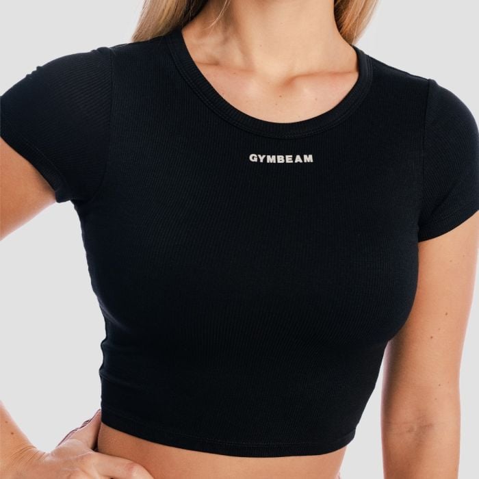 Tricou pentru femei Cropped Aura Black - GymBeam S