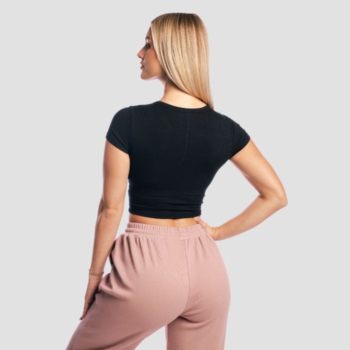 Tricou pentru femei Cropped Aura Black - GymBeam S