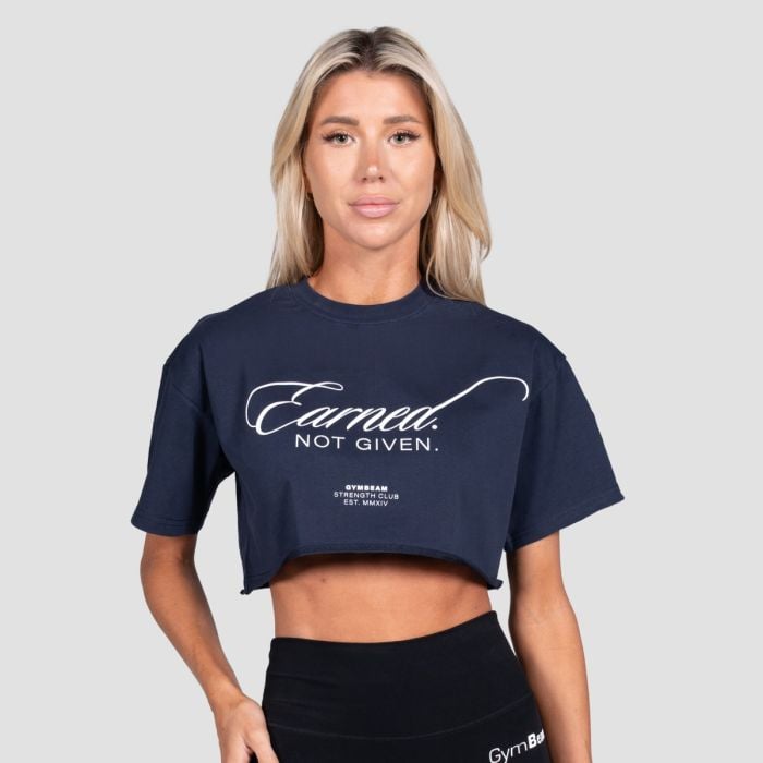 Tricou pentru femei cropped Earned Midnight - GymBeam S