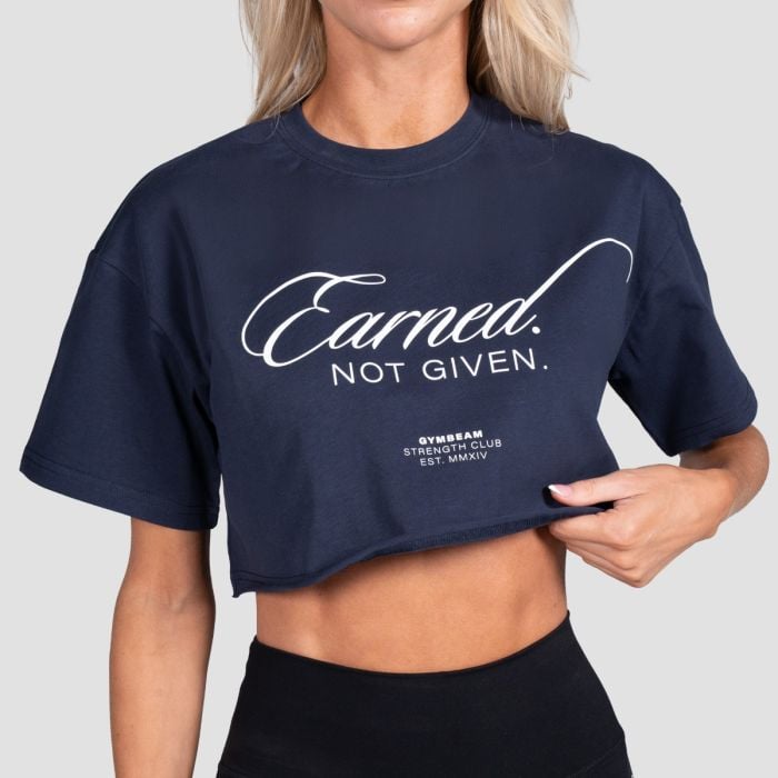 Tricou pentru femei cropped Earned Midnight - GymBeam S