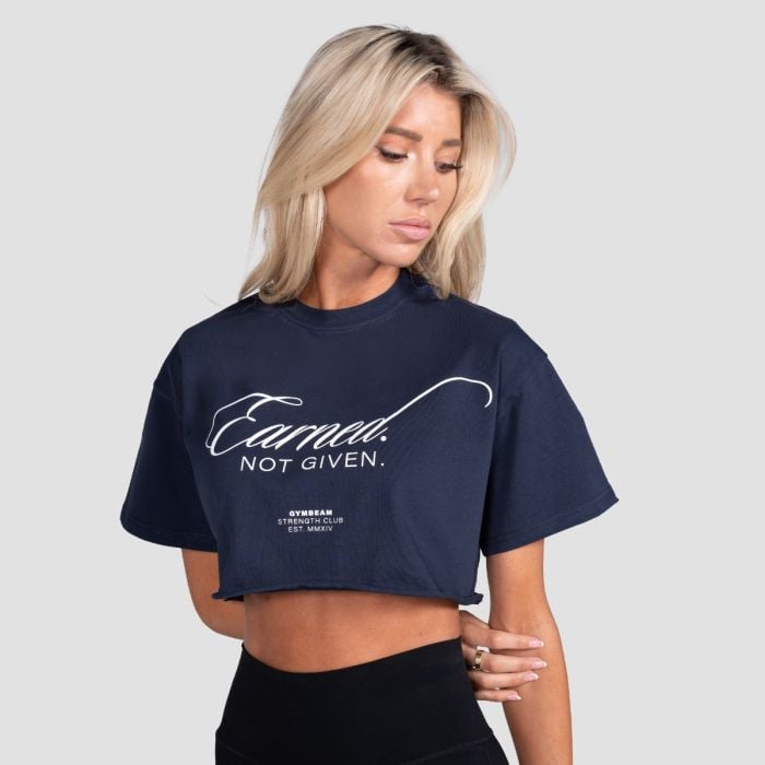 Tricou pentru femei cropped Earned Midnight - GymBeam S