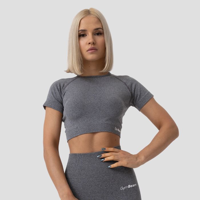Tricou pentru femei FLO Crop Top Grey - GymBeam L