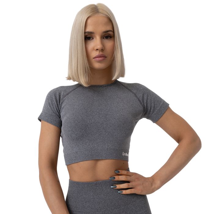 Tricou pentru femei FLO Crop Top Grey - GymBeam L