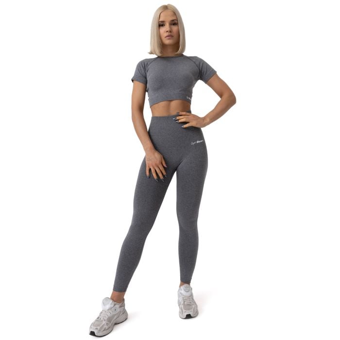 Tricou pentru femei FLO Crop Top Grey - GymBeam L