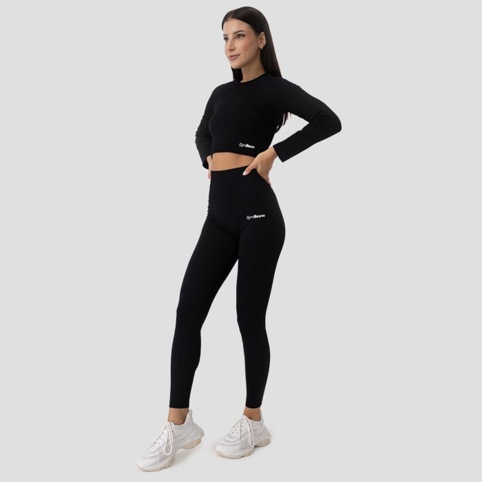 Tricou pentru femei FLO Ribbed Crop Top Black - GymBeam XL