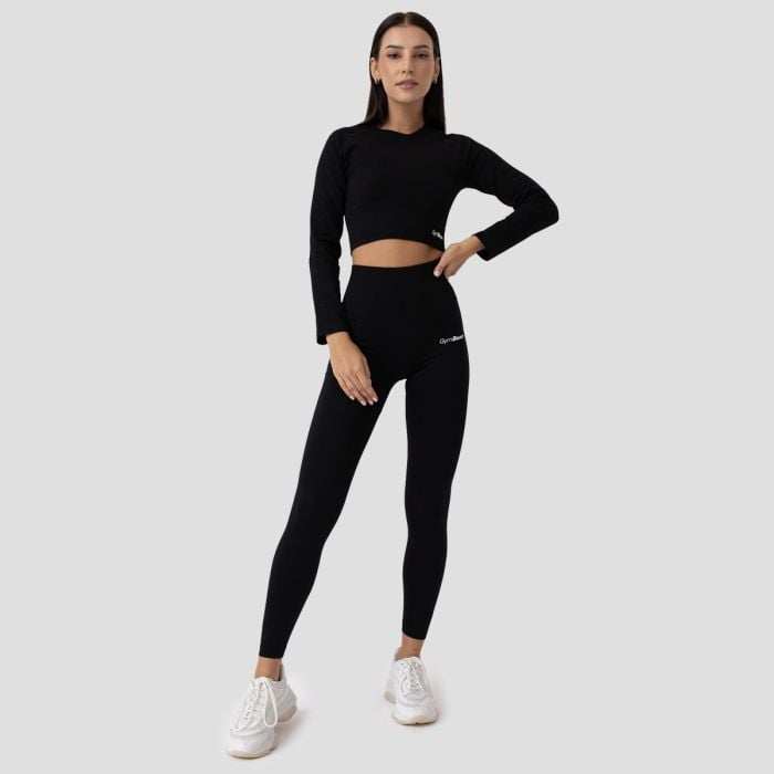 Tricou pentru femei FLO Ribbed Crop Top Black - GymBeam XL